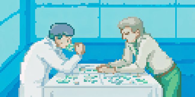 Illustration of two engineers arguing over puzzle pieces instead of looking at the bigger picture on the box.